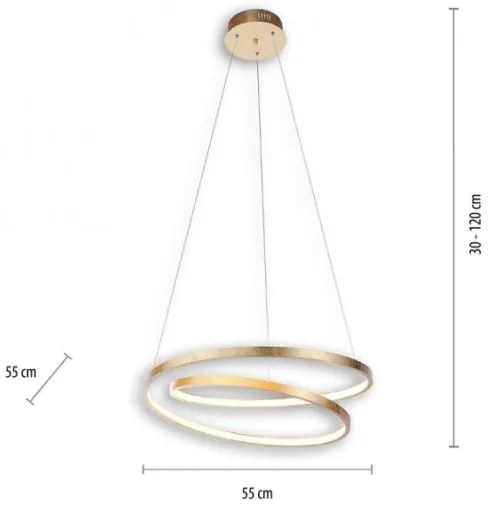Paul Neuhaus 2472-12 - LED Dimmelhető csillár zsinóron ROMAN LED/30W/230V arany