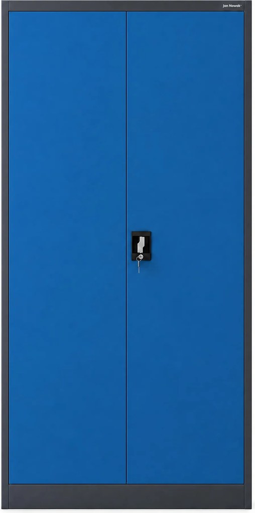 Fém szekrény tárolórekesszel, antracit-kék, 900x1850x450 mm: TOMASZ