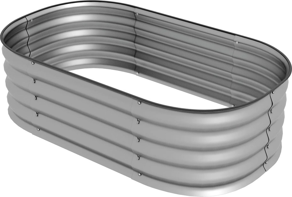 Outsunny Fém Magaságyás, Növényláda, Zöldséges Ágyás, DIY Virágláda Nyitott Aljjal, Fűszerágyás Kerthez, Erkélyhez, Ezüst 105 x 62 x 30 cm | Aosom