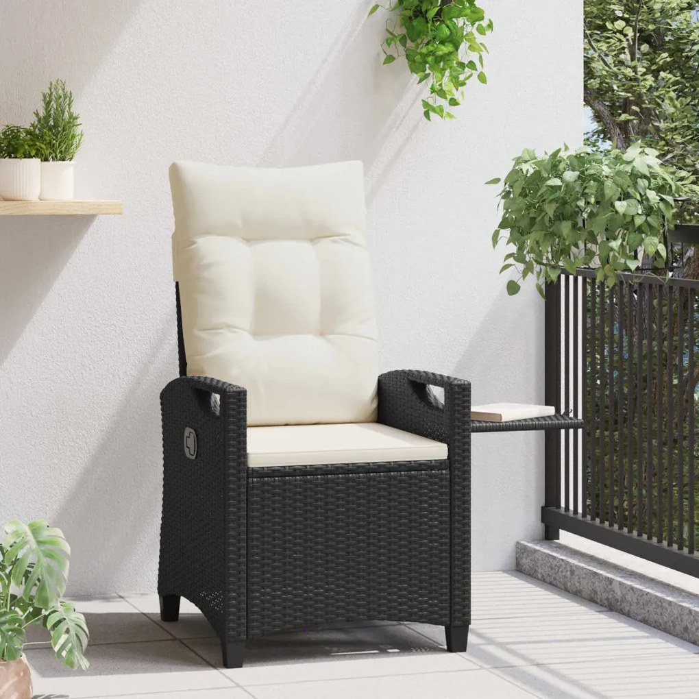 Fekvő Kerti Szék Fekete és Krém 56 x 60 x 112 cm polirattan