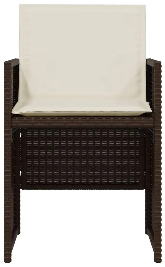 vidaXL 3 részes barna polyrattan bisztrógarnitúra párnákkal