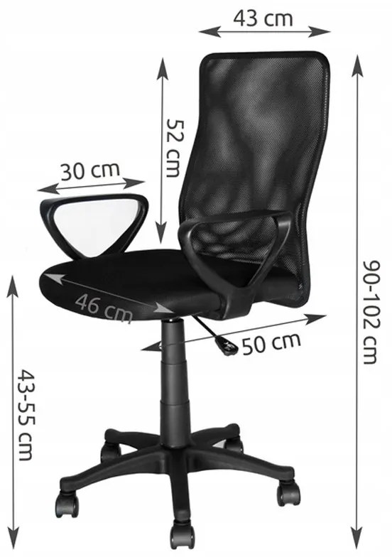 Állítható magasságú, hálós háttámlás, gurulós irodai szék, fekete