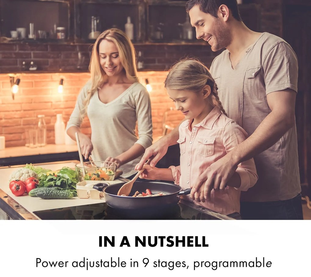 Klarstein Delicatessa 90 Flex, beépített indukciós főzőlap, indukció, 7400 W, 5 zóna, egyedülálló