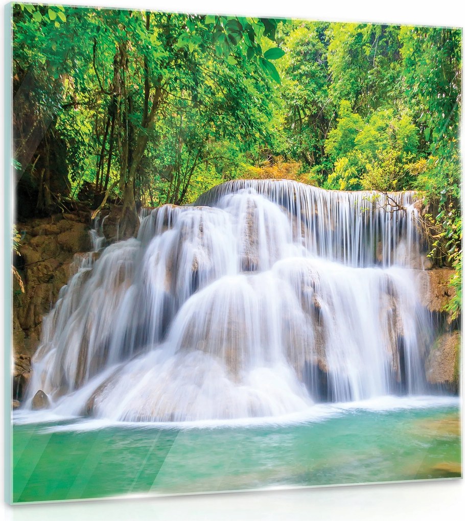 Vászonkép Üveg Tájkép Vízesés 30x30