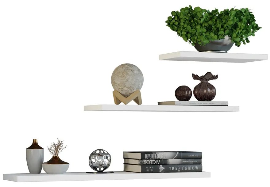 Drohmo Tobi 3P fali lebegőpolc (3db), 60/45/30x1,8x15 cm, fehér