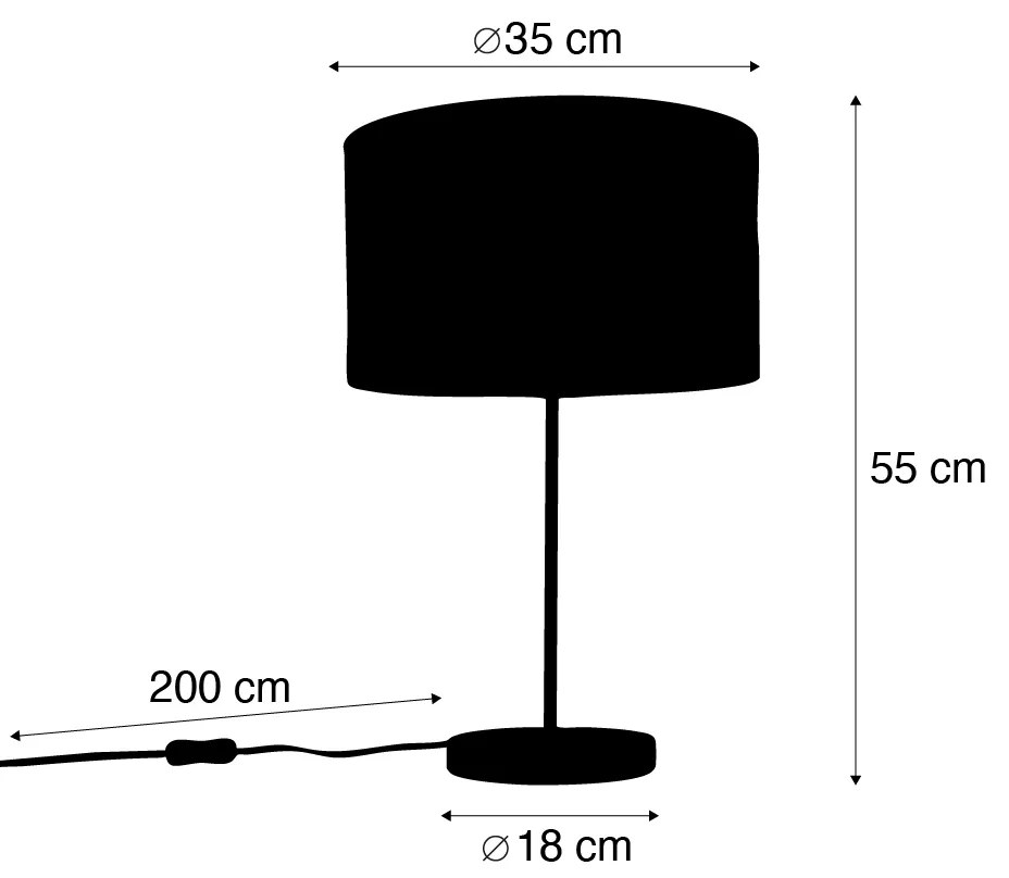 Kaso asztali lámpa sárgaréz lámpatesttel, bársony lámpabúrával, levélmintával és arany belsővel