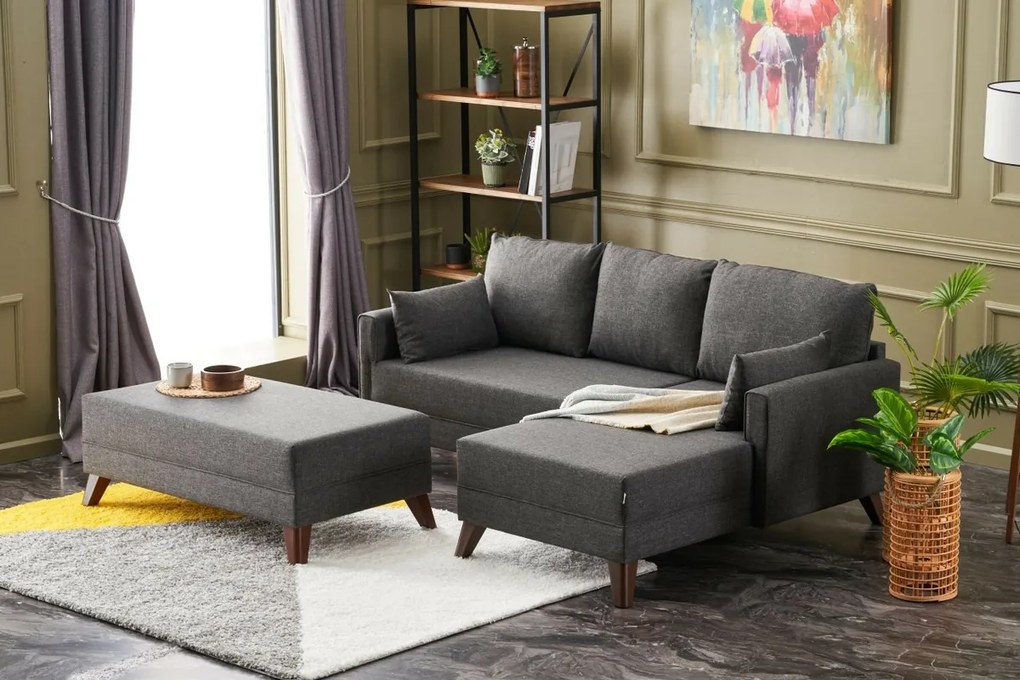 Bella Mini Right Anthracite kinyitható sarokkanapé