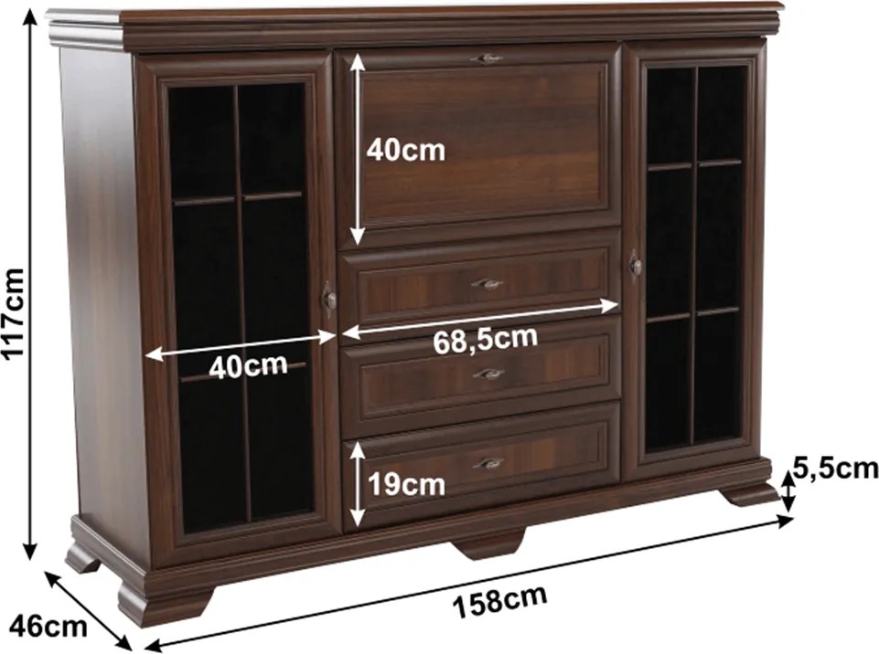 vitrines szekrény billenőajtós bárszekrénnyel, samoa king, KORA KK6