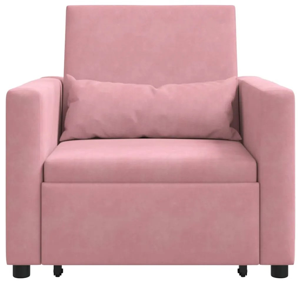 Egyszemélyes kanapéágy light pink 90 x 165 x 87 cm Bársony