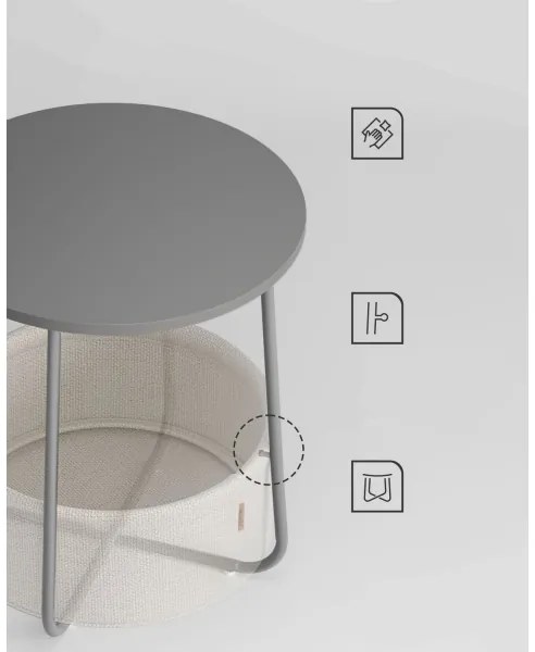 NOIRA oldalsó asztal, szürke/fehér