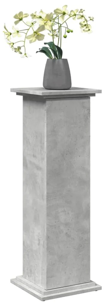 betonszürke szerelt fa bemutatóállvány tárolóval 31x30x90 cm