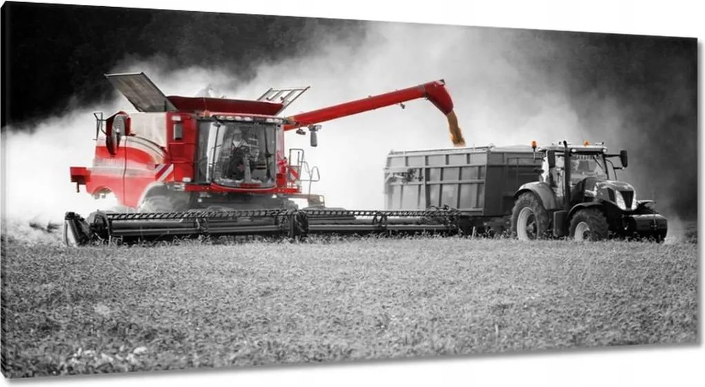 Vászonkép 115x55 Piros kombájn Aratás