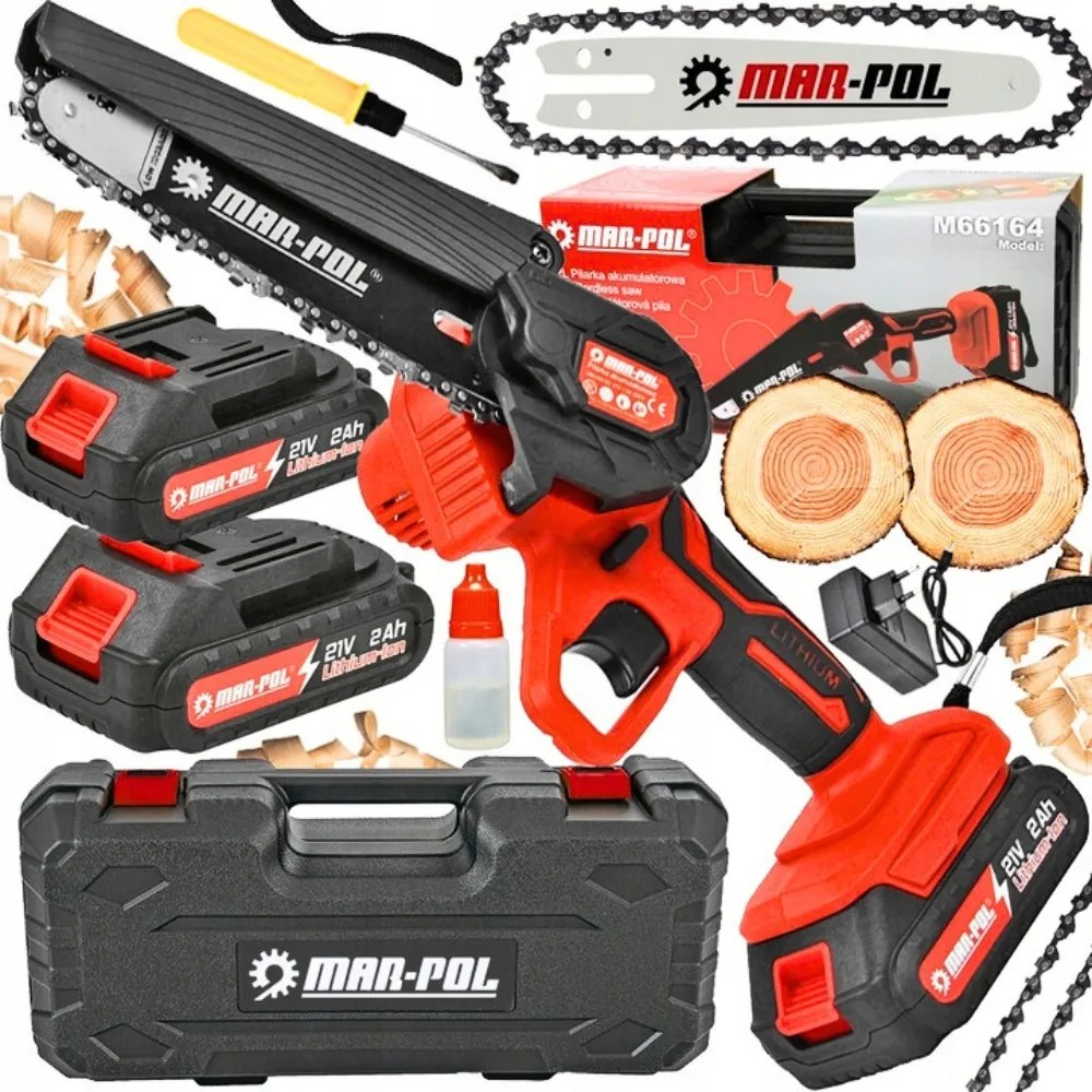 Erős Akkumulátoros láncfűrész Mini Láncfűrész 2x 2Ah koffer szett