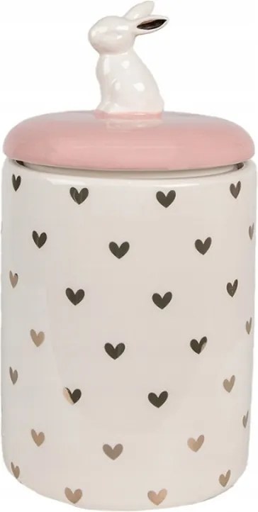 Kerámia doboz rózsaszín fedéllel és Babette nyuszival 13x30 cm