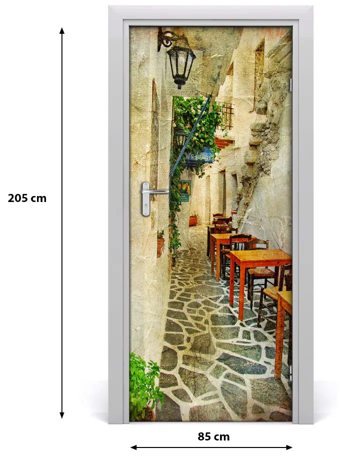 Poszter tapéta ajtóra görög taverna 95x205 cm