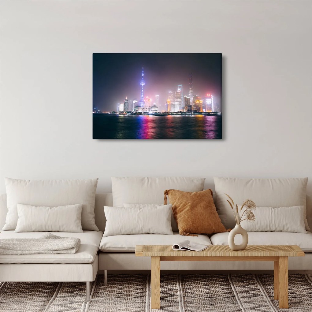 Éjszakai Shanghai képe (90x60 cm)