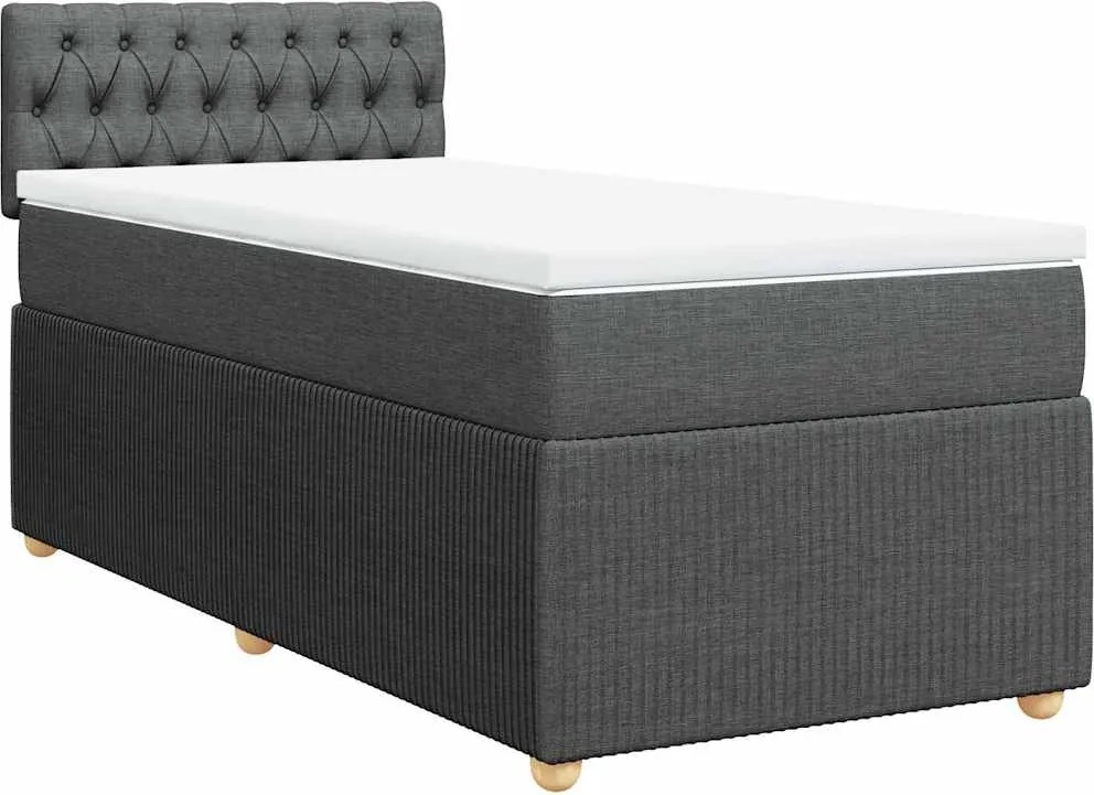 vidaXL sötétszürke szövet rugós ágy matraccal 80 x 200 cm