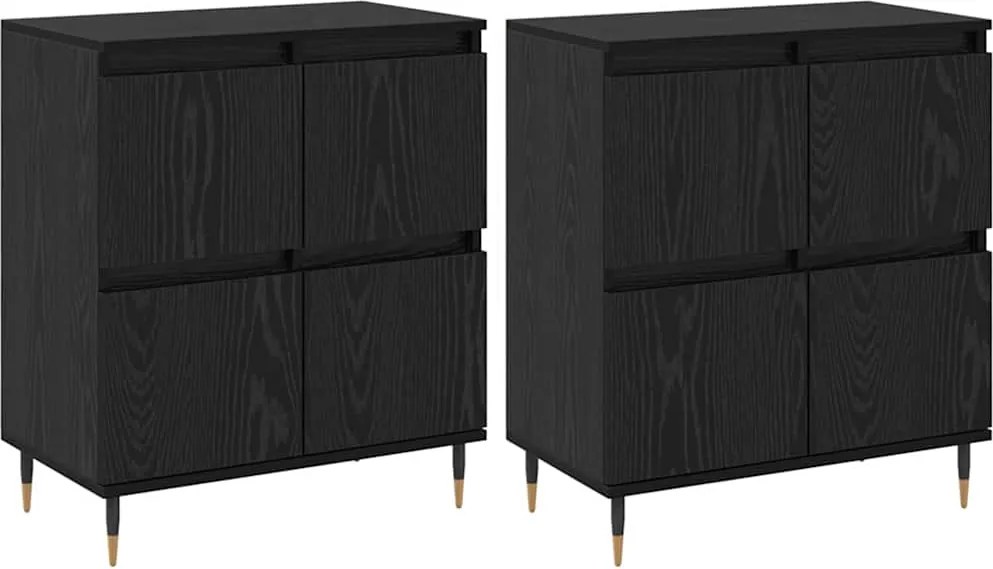 vidaXL Tárolószekrény 2 pcs Fekete tölgy 60 x 35 x 70 cm