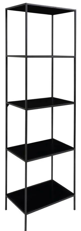 Vita polc 5 polccal, fekete, fekete kerettel, 51x36x170 cm