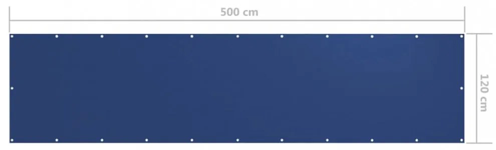 kék oxford-szövet erkélyparaván 120 x 500 cm