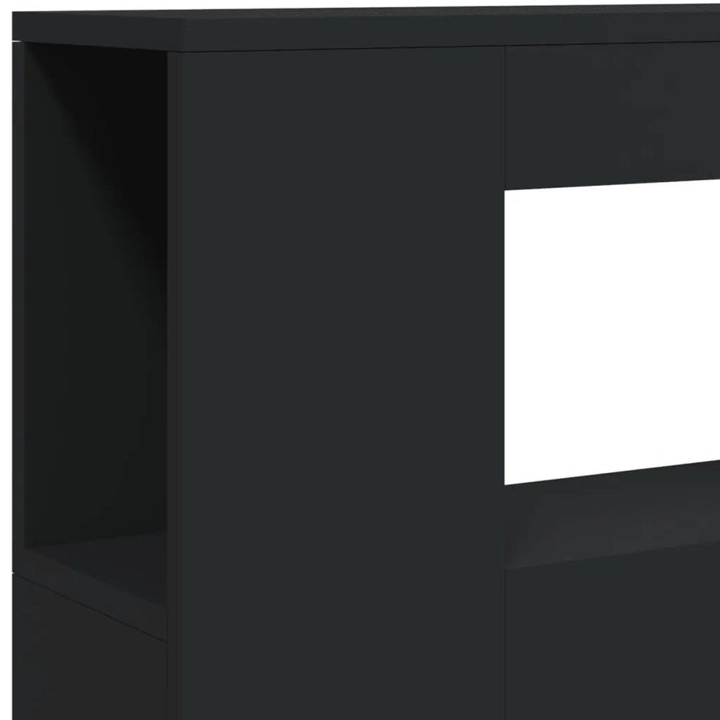 fekete szerelt fa LED-es fejtámla 100x18,5x103,5 cm