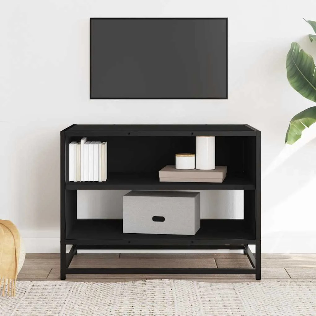 fekete szerelt fa és fém TV-szekrény 61x40x46 cm