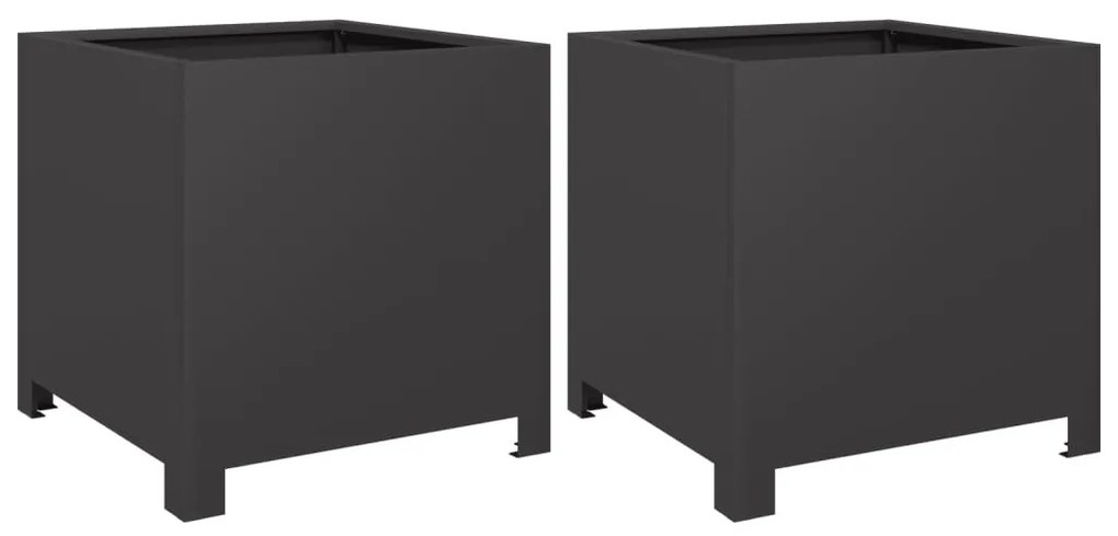 vidaXL 2 db fekete acél kerti növénytartó 40 x 40 x 40 cm