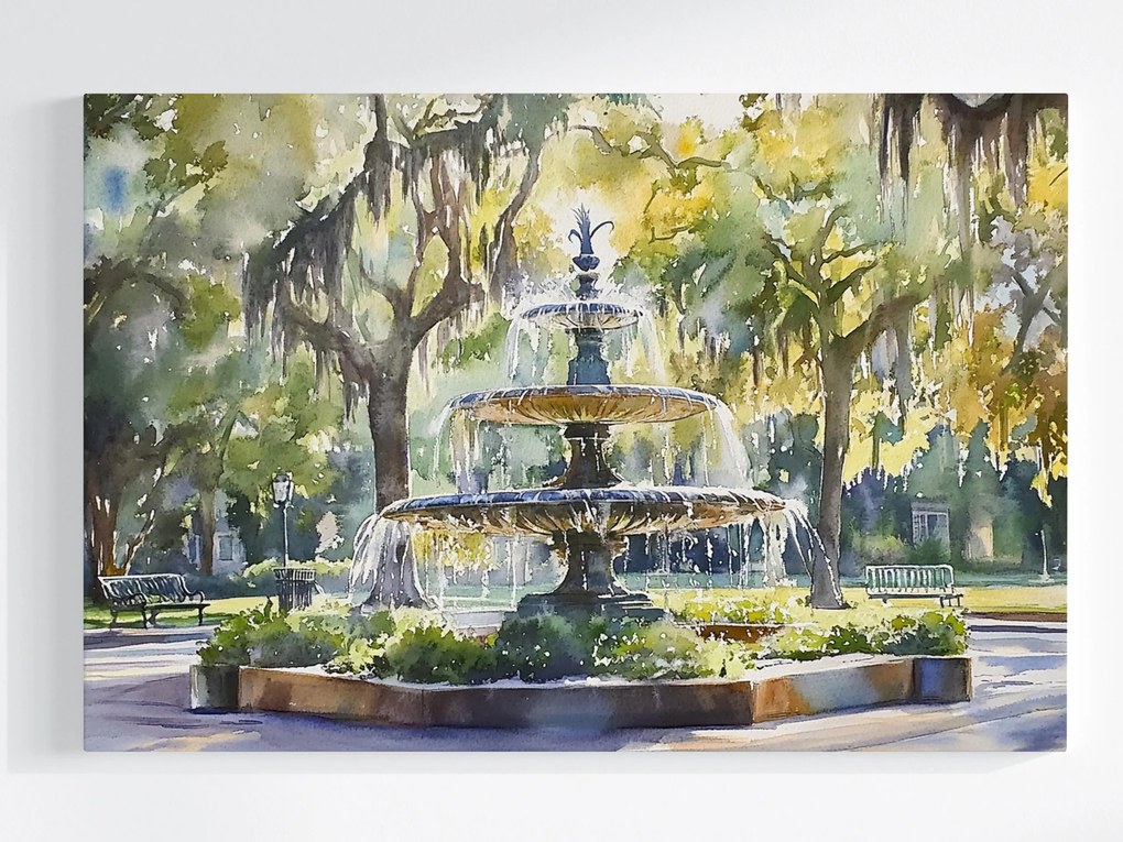 Vászonkép Canvas Szökőkút Park Város Fák Tavasz Zöld 60x40