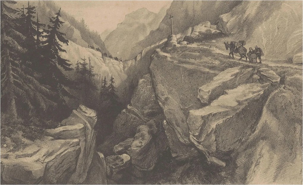 Fotótapéta Flizelin Fal Hálószoba Festői hegyek 416x254 Ragasztó