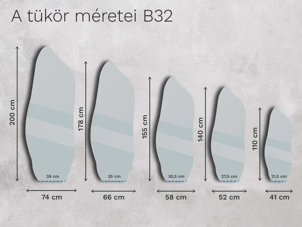 Antik tükör Base B32 52×140