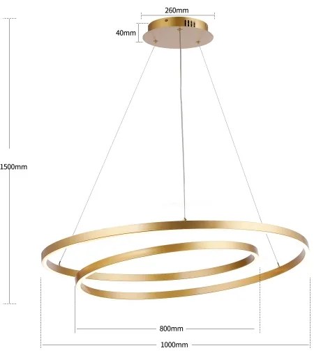Brilagi-LED Fényerőszabályozható kábeles csillár TWISTER LED/105W/230V átm. 100 cm arany + távirányító