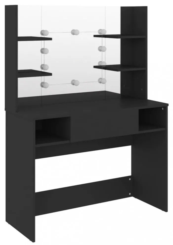 fekete LED-es MDF sminkasztal 100 x 40 x 135 cm