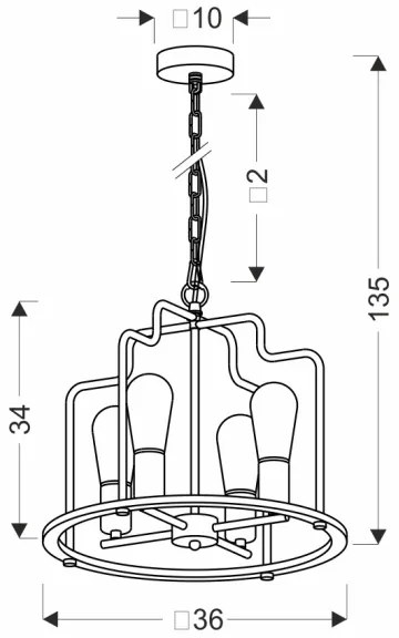 Láncos csillár DATUS 4xE27/40W/230V fekete/barna