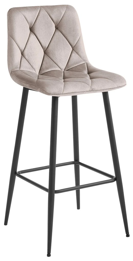 Sötét bézs bárszék NADO VELVET fekete lábakkal