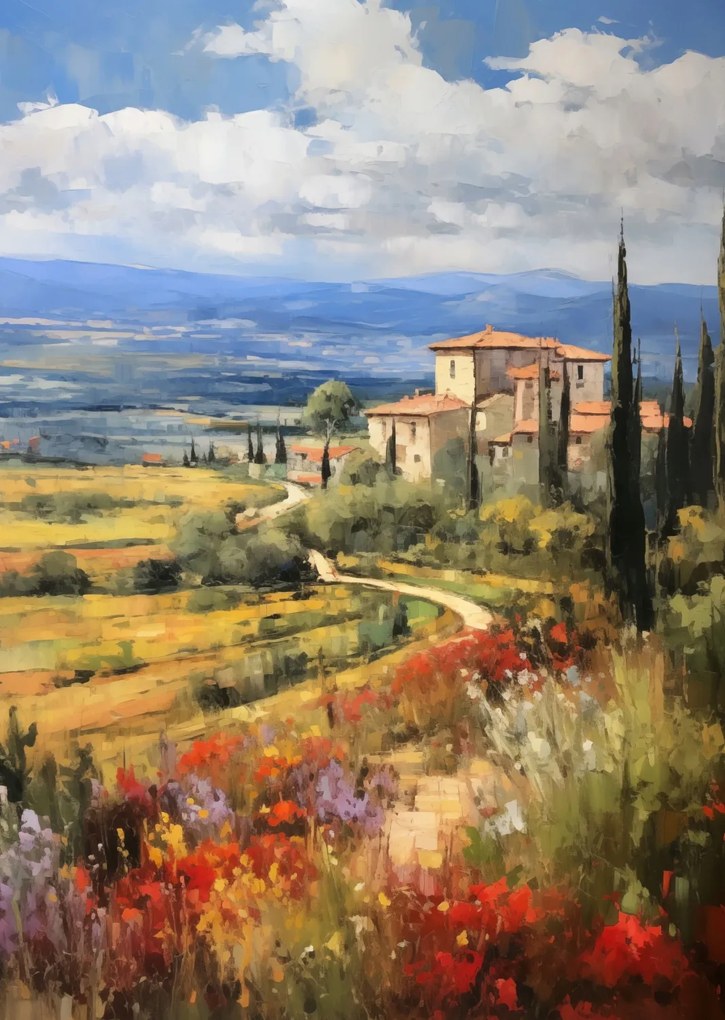 Poszter 67,5x95cm Toszkán Reggeli Kilátások