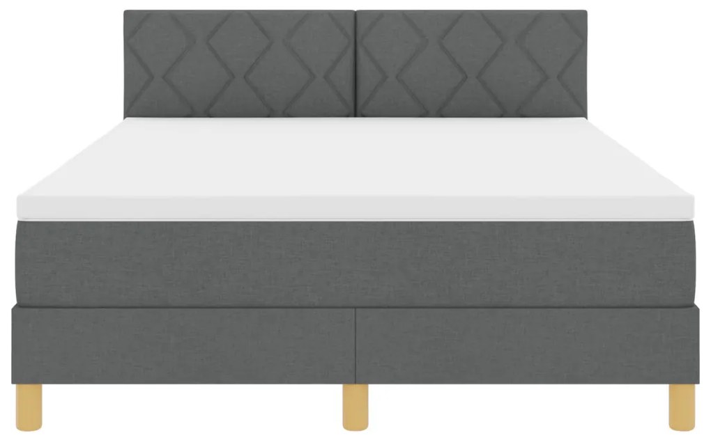 Box Spring Ágy Matraccal és LED-del Sötétszürke 160x200 cm Szövet