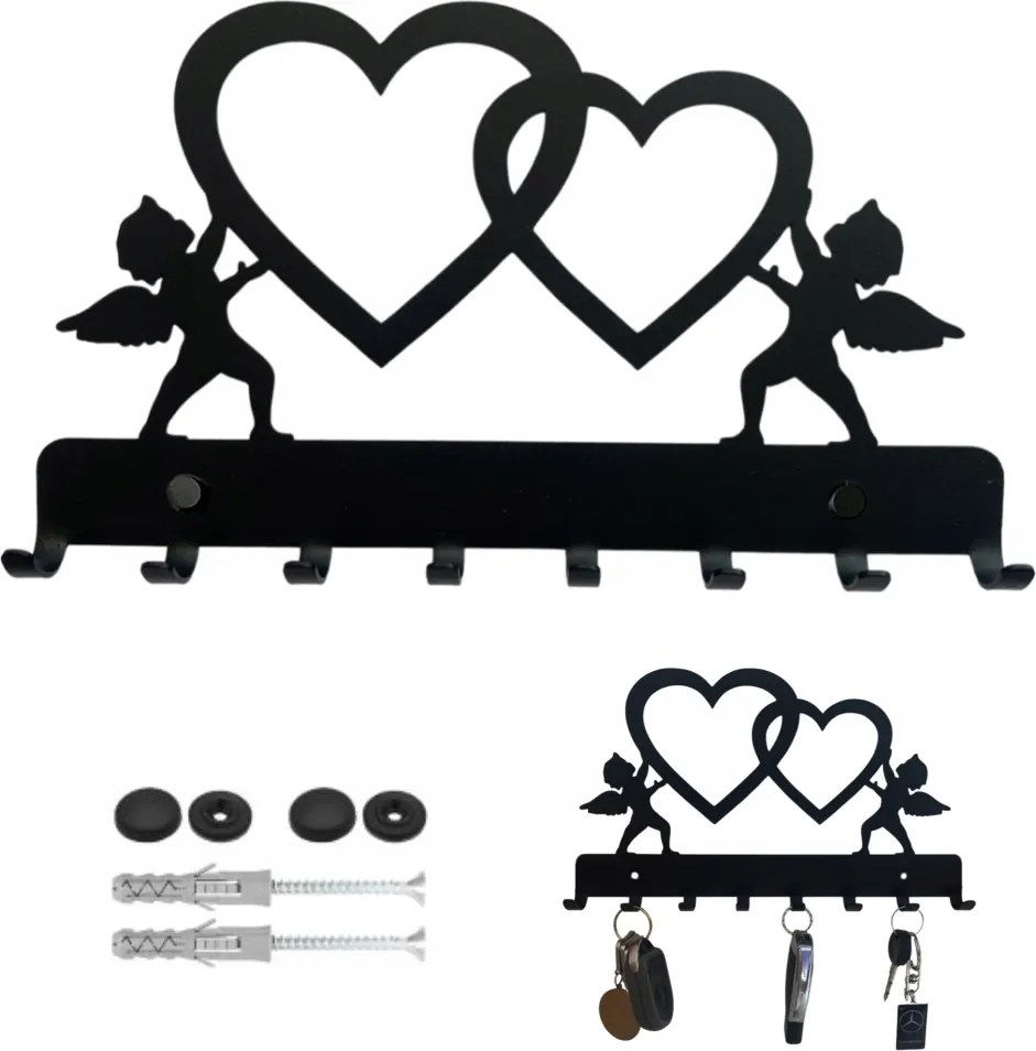 Dekoratív Fali Kulcstartó Angyalok Szívek