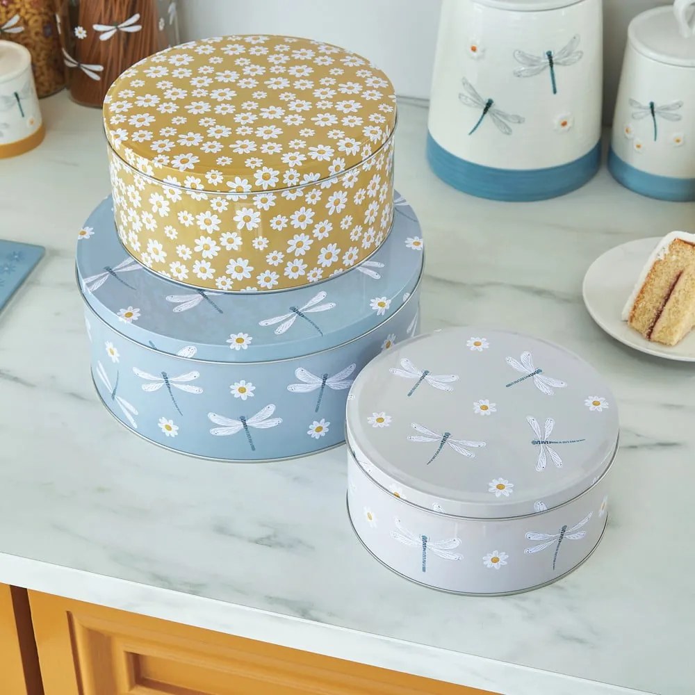 Süteménytartó acél doboz szett 3 db-os English Meadow – Cooksmart ®