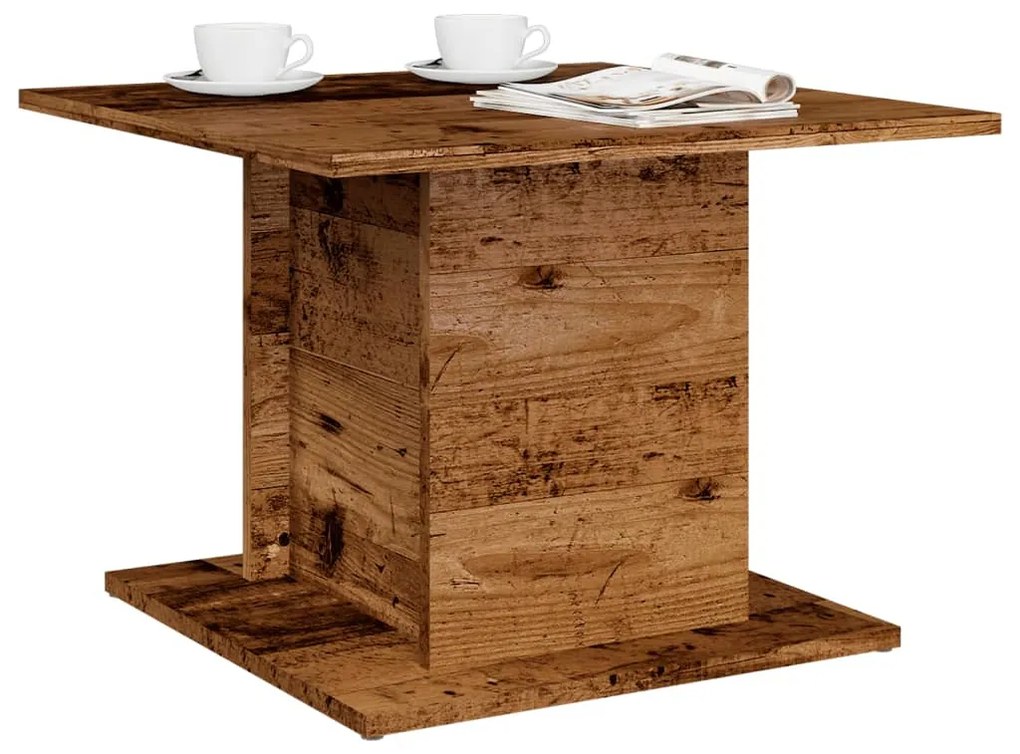 Antik fa színű szerelt fa dohányzóasztal 55,5 x 55,5 x 40 cm