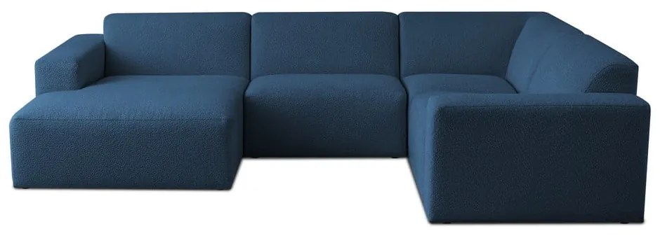 Sötétkék buklé sarokkanapé (U alakú) Roxy – Scandic