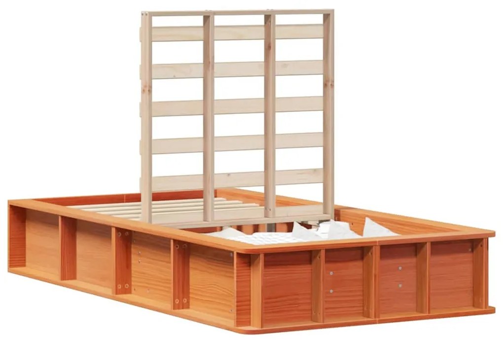 Ágykeret tárolóval Viaszbarna 90 x 190 cm Tömör fa