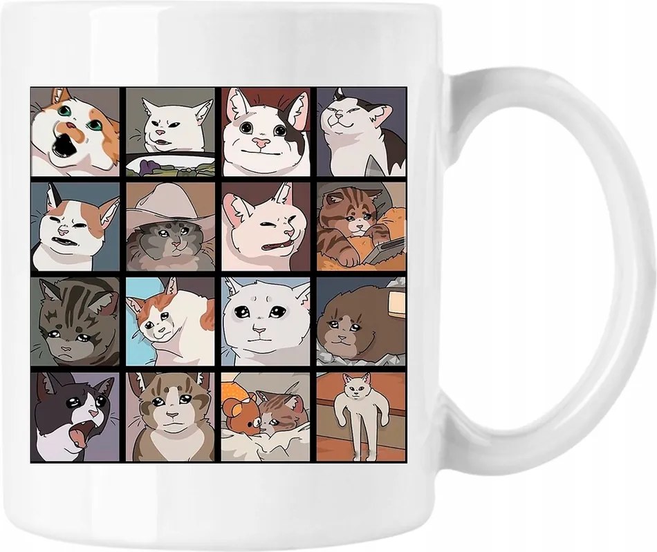 Bögre Cica Vicces Mém 7 Fehér 330ml