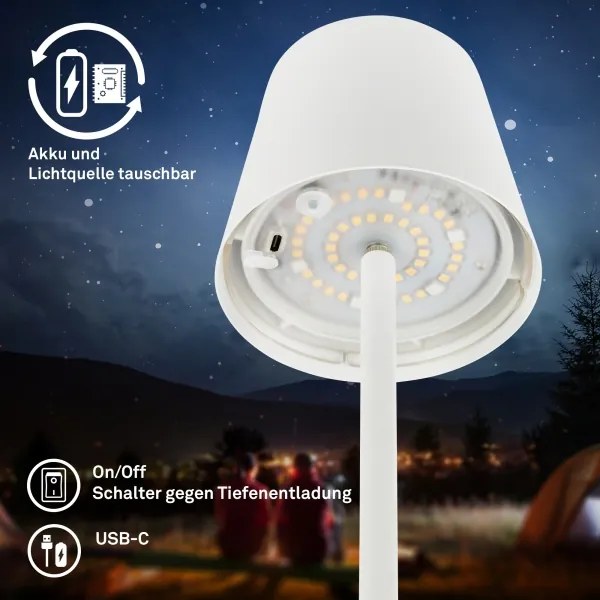 Briloner 1507016 - KIKI dimmelhető LED állólámpa 4,3W/5V IP44 2600 mAh fehér