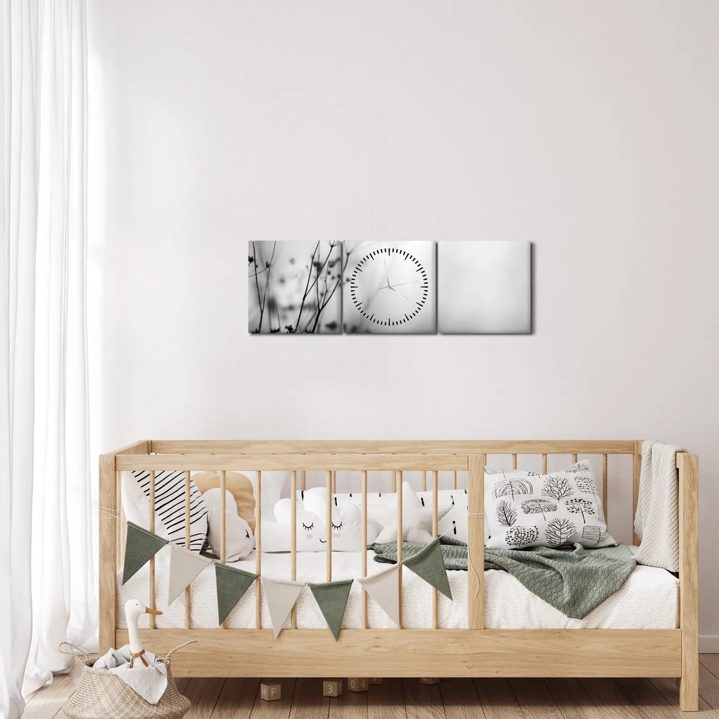 Kép - Réti virágok részlete (órával) (90x30 cm)