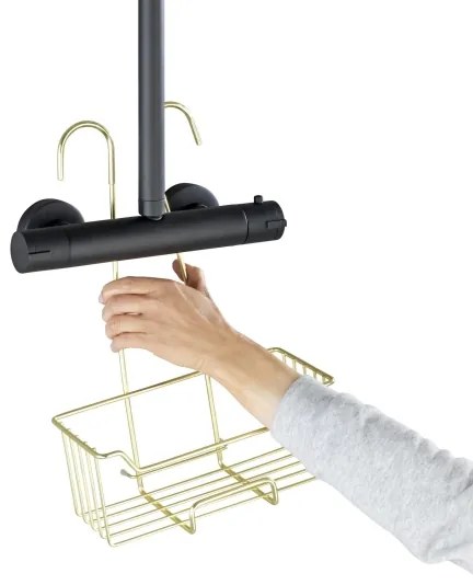 WENKO 25937100 - Zuhanykosár MILO 25x36 cm rozsdamentes acél/arany/átlátszó