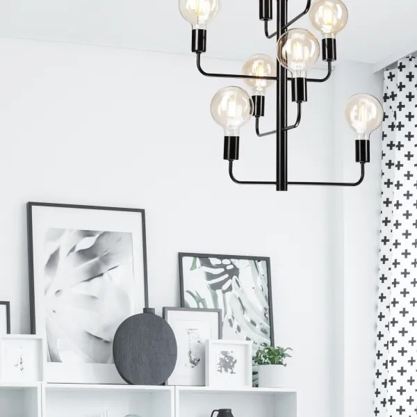 Csillár láncon ORLANDO 8xE27/60W/230V fekete