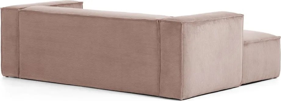 Világos rózsaszín kordbársony sarokkanapé (bal oldali) Blok – Kave Home