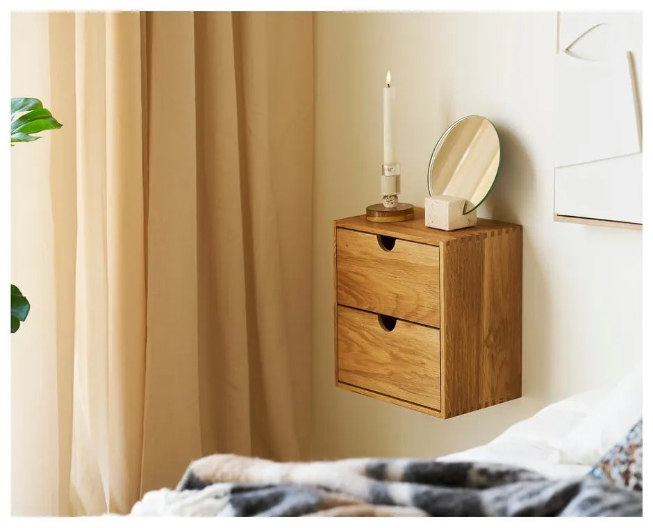 Natúr színű többszintes tölgyfa fali polc 18 cm Townsville – House Nordic
