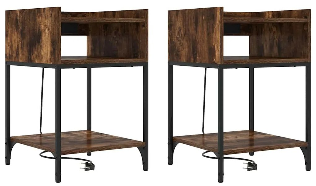 Éjjeli Szekrények 2 pcs Füstölt tölgy 40 x 40 x 61 cm Faanyag