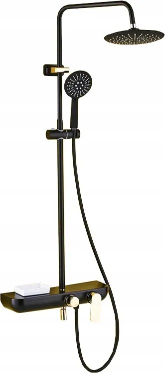 Zuhanyszett Esőztető Kifolyócsővel, Fekete